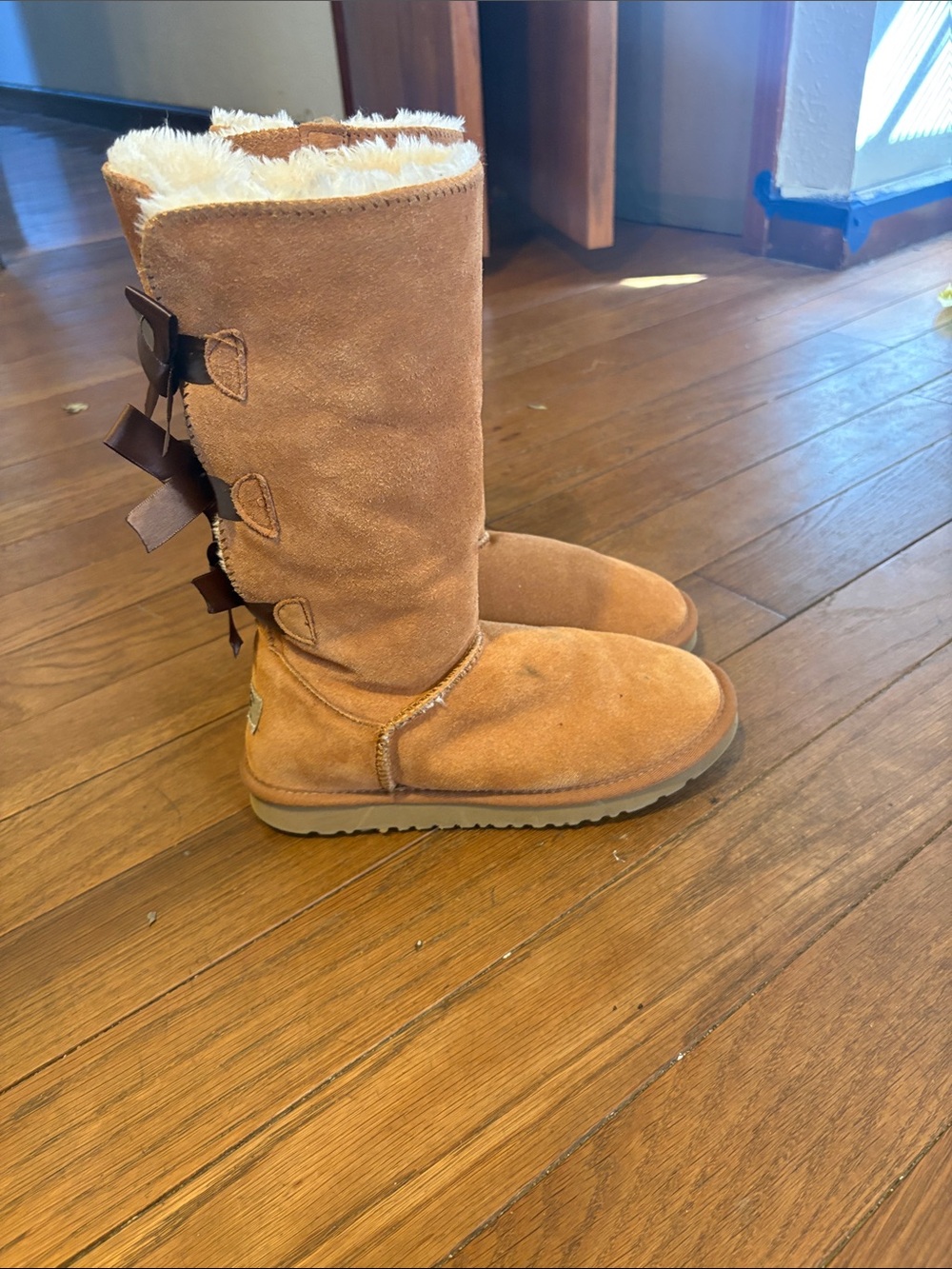 UGG Brown Ribbon Boots 9
